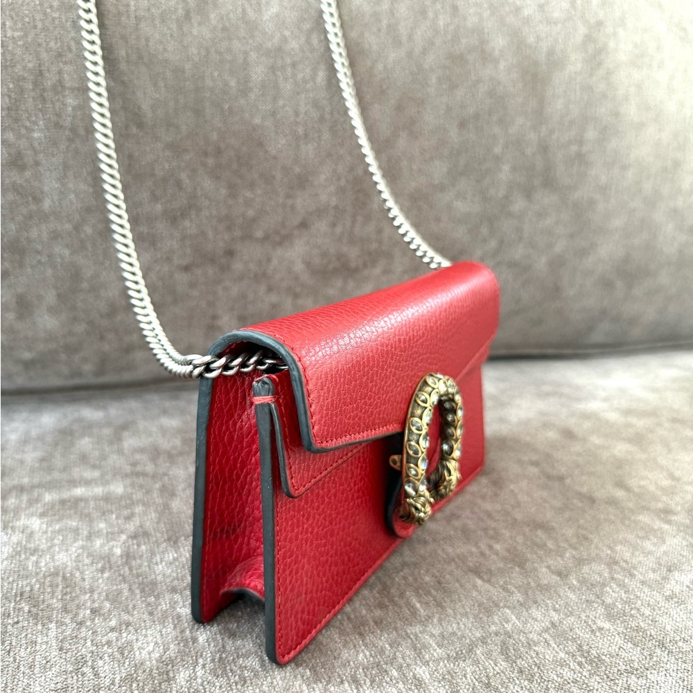 Authentic Gucci Dionysus Mini bag red leather crossbody silver chain - Picture 6 of 14
